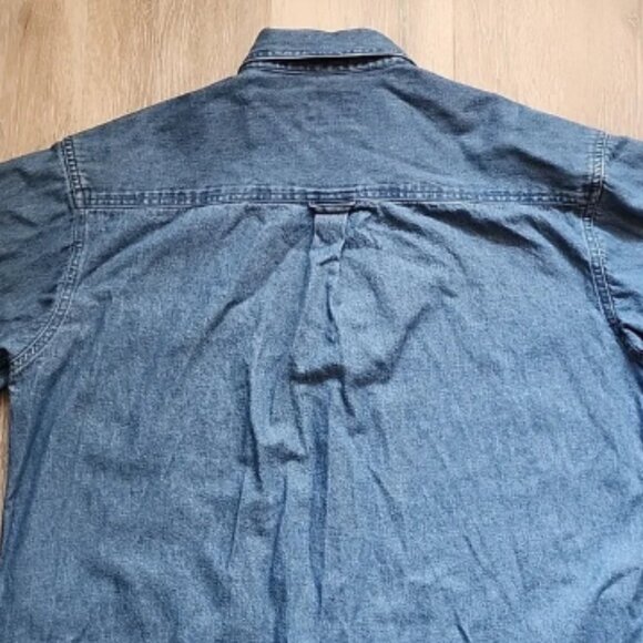 Rare VINTAGE Heineken Embroidered Denim Long Sleeve Cotton Button-Up Shirt Sz M - Picture 8 of 12